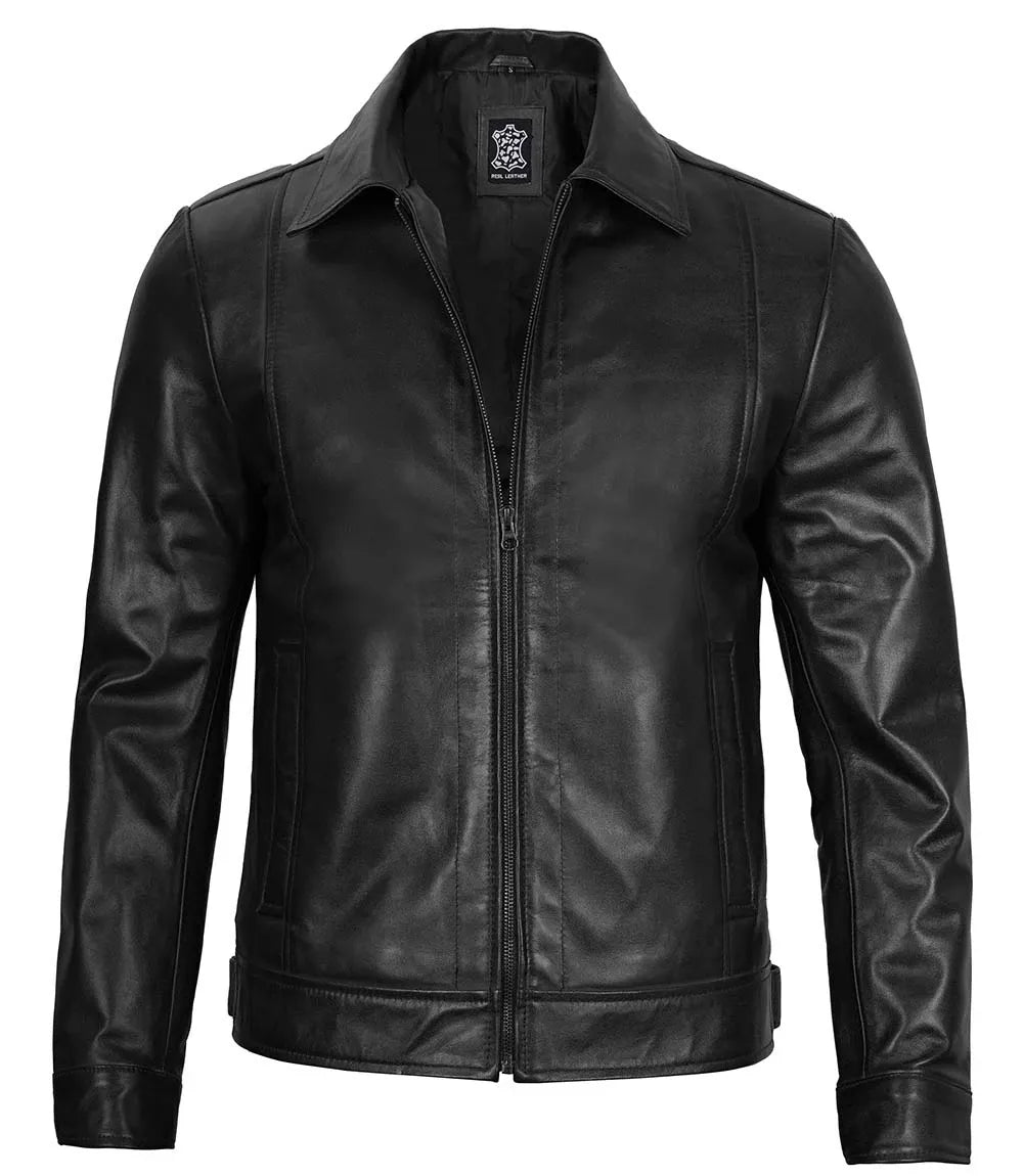 Men's Black Harrington Classic Leather Jacket