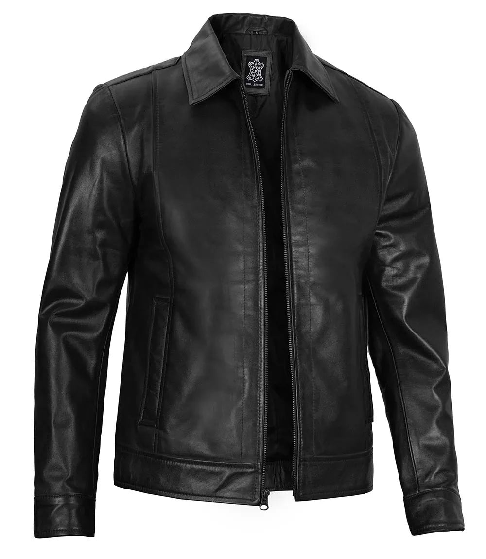 Men's Black Harrington Classic Leather Jacket