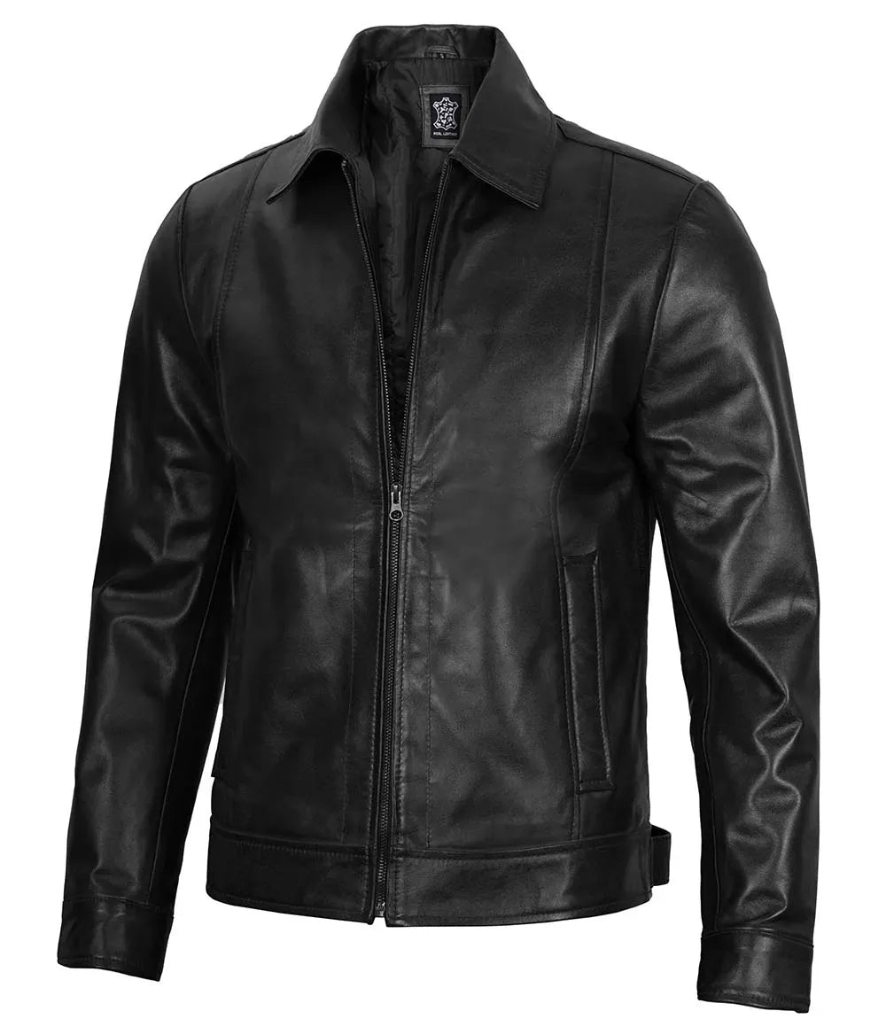 Men's Black Harrington Classic Leather Jacket