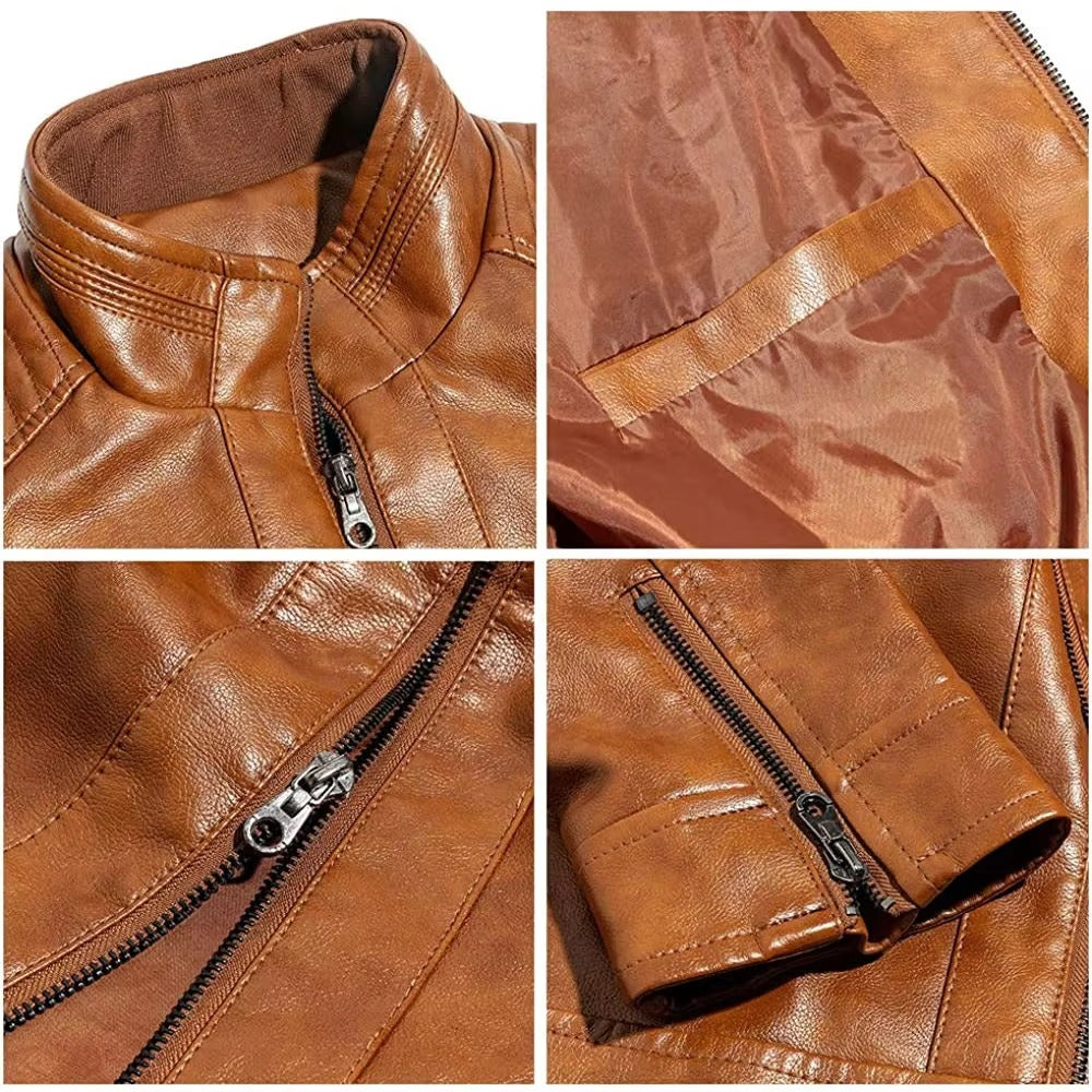Men’s Genuine Leather Jacket – Slim Fit Vintage Motorcycle Bomber Coat