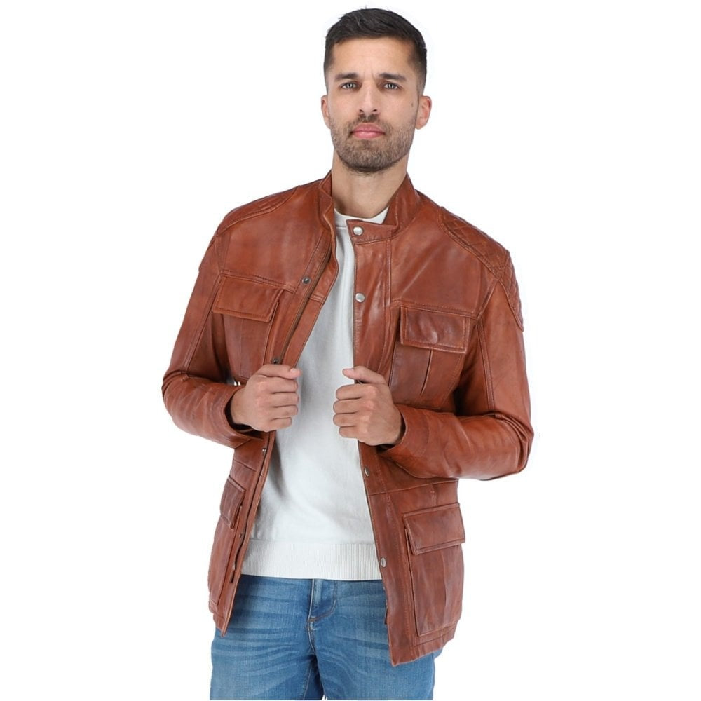 PURE Leather Coat Tan – Style 2238