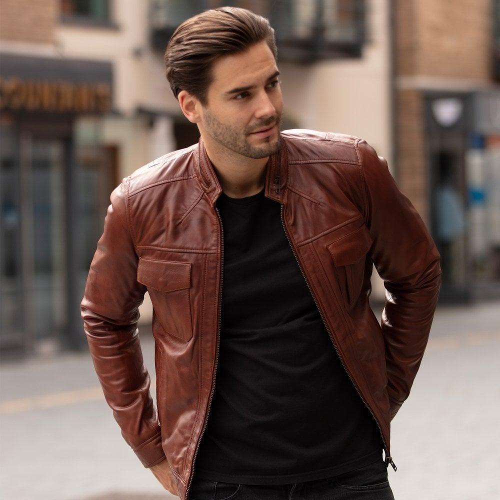 Leather Jacket Tan – Style 1895