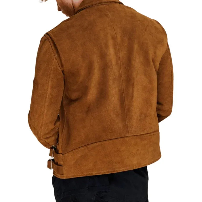 Gary Tan Brown Suede Biker Jacket